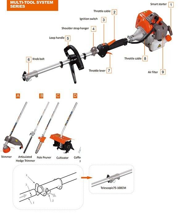 KASEI 43cc Gas-Powered Long Reach Hedge Trimmer – 13 Ft Total Length, 18" Blade (Articulating) 9 thumbnail image